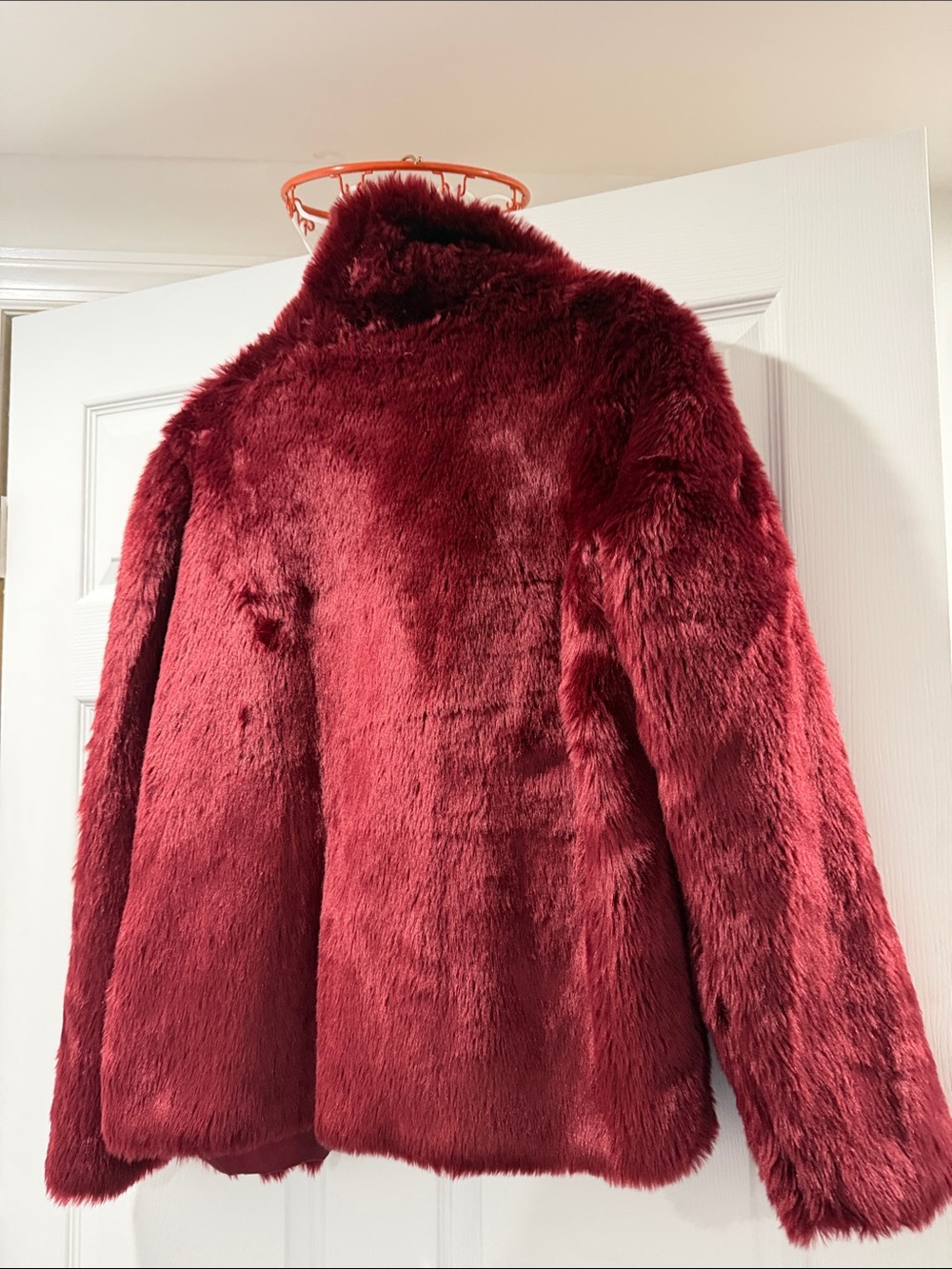 Jou Jou Plush Teddy Jacket in Burgundy - Picture 5 of 5